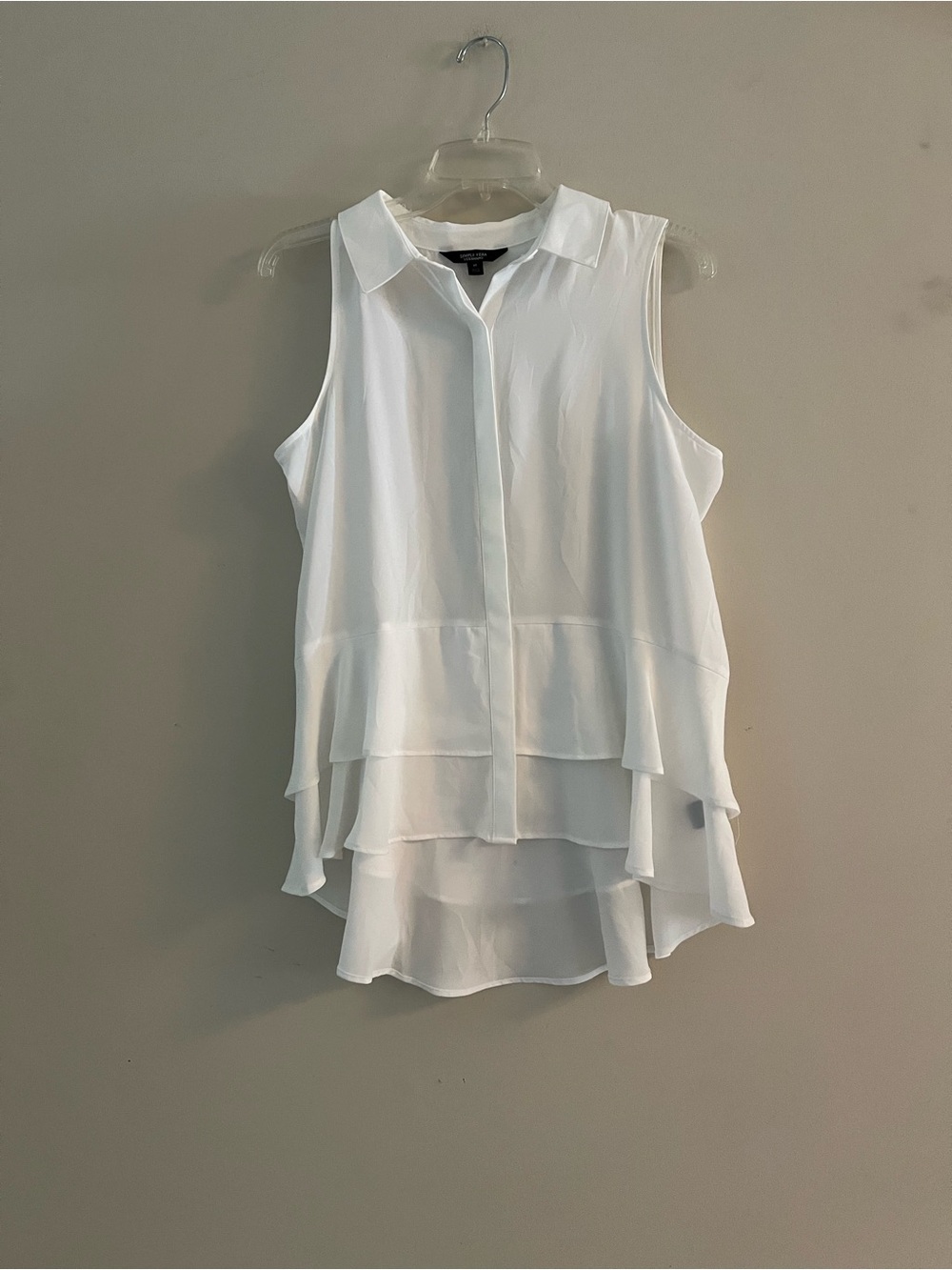 Vera Wang Medium White Ruffled Layered Sleeveless Dress Bride Wedding